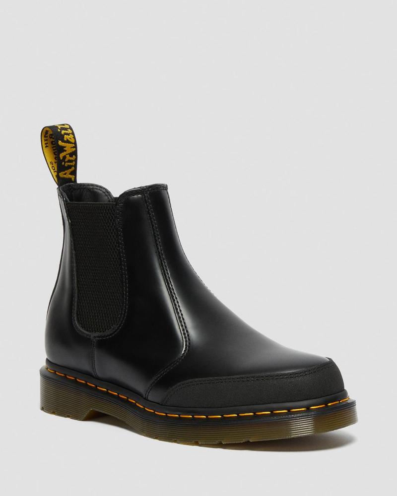 Black Women\'s Dr Martens 2976 Guard Panel Leather Chelsea Boots | CA 106AHK